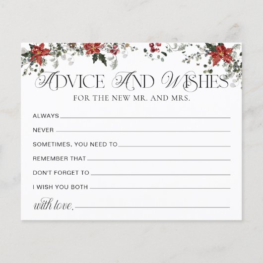 冬のフローラアドバイスとウィッシュブライダルシャワーカード (正面)