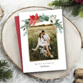 冬のフローラアーチハッピーホリデーズフォト シーズンカード