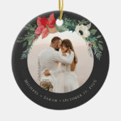 冬のフローラアーチメリークリスマスフォト セラミックオーナメント (正面)