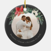 冬のフローラアーチメリークリスマスフォト セラミックオーナメント (裏面)