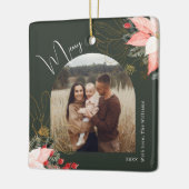 冬のフローラアーチメリークリスマスホリデー セラミックオーナメント (左)