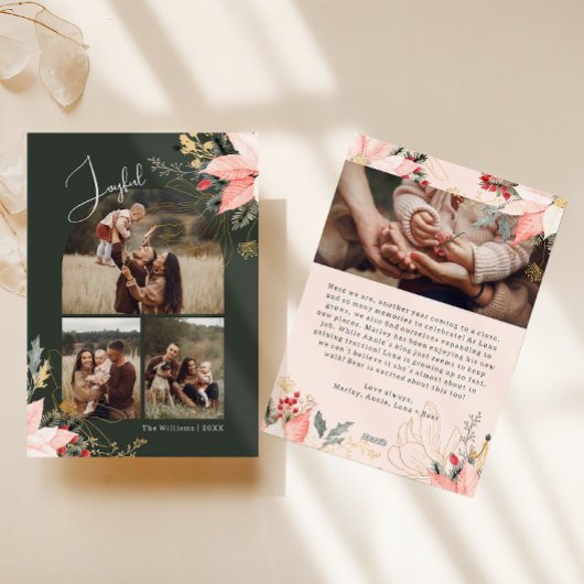 冬のフローラアーチ喜び4枚の写真クリスマス シーズンカード