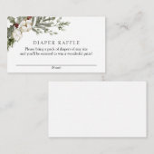 冬のフローラエレガントおむつラッフルベビーシャワー エンクロージャーカード (正面/裏面)
