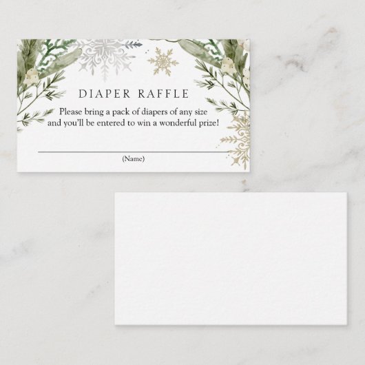 冬のフローラエレガントおむつラッフルベビーシャワー エンクロージャーカード (正面/裏面)