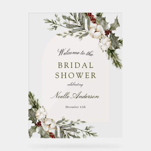 冬のフローラエレガントアーチブライダルシャワーへようこそ アクリルサイン (正面)