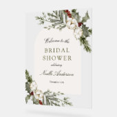 冬のフローラエレガントアーチブライダルシャワーへようこそ アクリルサイン (傾斜)