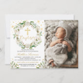 冬のフローラエレガントガールバプテスマ写真 招待状 (正面)