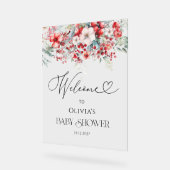 冬のフローラエレガントベビーシャワーへようこそ アクリルサイン (傾斜)