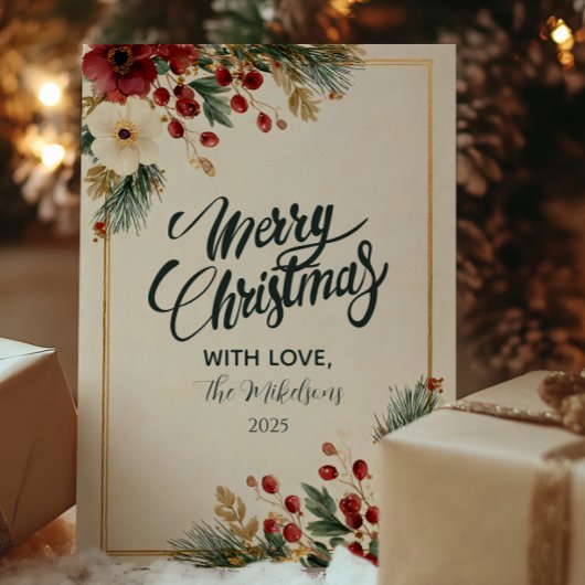 冬のフローラエレガントメリークリスマス シーズンカード