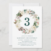 冬のフローラエレガントリースグリーンバースデーパーティー 招待状 (正面)