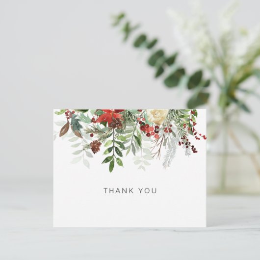 冬のフローラエレガント美しいありがとうノートカード サンキューカード (スタンド正面)