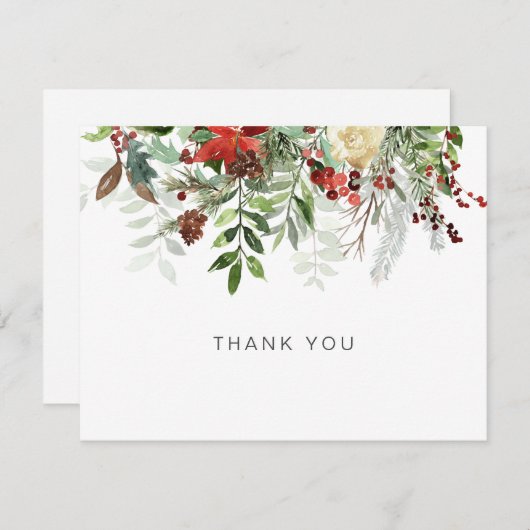 冬のフローラエレガント美しいありがとうノートカード サンキューカード (正面/裏面)