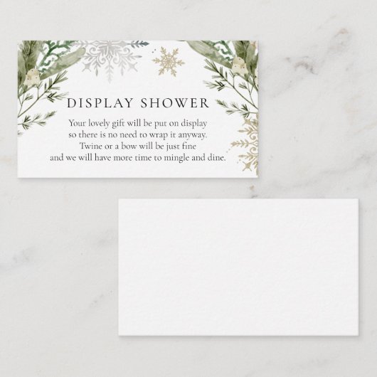 冬のフローラエレガント表示シャワー挿入カード エンクロージャーカード (正面/裏面)