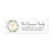 冬のフローラエレガント金ゴールドクロス差出人住所 ラベル (正面)