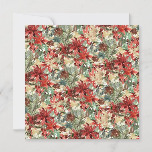 冬のフローラエレガント金ゴールドホリデークリスマスフォト シーズンカード (裏面)