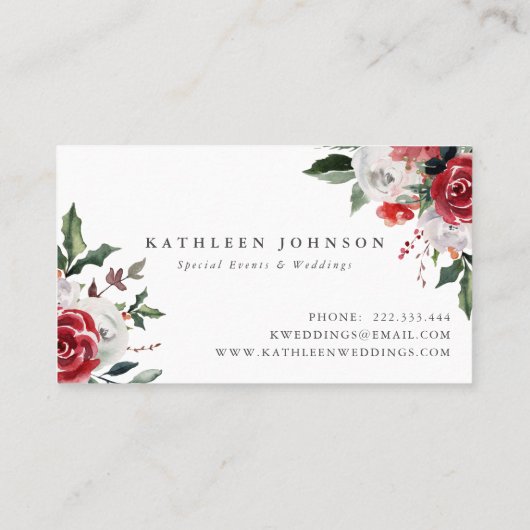 冬のフローラカーテンの背景のス結婚タイリスト 名刺 (裏面)