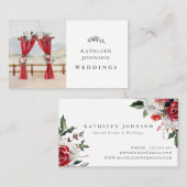 冬のフローラカーテンの背景のス結婚タイリスト 名刺 (正面/裏面)