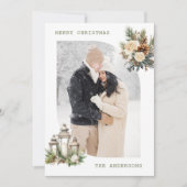 冬のフローラキャンドルランタンフォトメリークリスマス シーズンカード (正面)