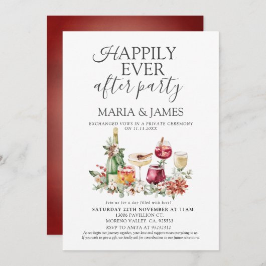 冬のフローラクリスマスはパーティーの後ずっと幸せに 招待状 (正面/裏面)