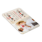 冬のフローラクリスマスウェディング日付を保存 マグネット (右側)