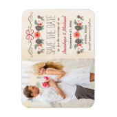 冬のフローラクリスマスウェディング日付を保存 マグネット (縦)