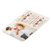 冬のフローラクリスマスウェディング日付を保存 マグネット (左側)