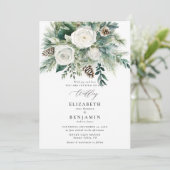 冬のフローラクリスマスウォーターカラーエレガントな結婚式 招待状 (スタンド正面)
