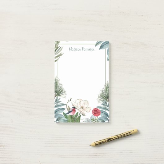 冬のフローラクリスマスウォーターパーソナライズされたカラー ポストイット (デスク上)