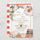 冬のフローラクリスマスティー4歳の誕生日パーティー 招待状 (正面/裏面)