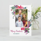 冬のフローラクリスマスベリーの緑の家族のおもしろい シーズンカード (スタンド正面)