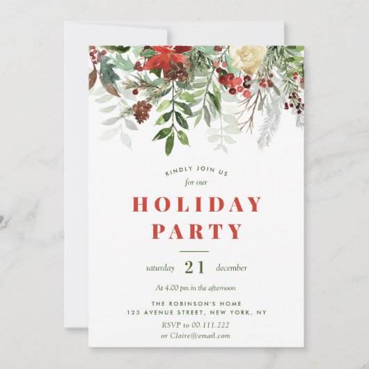 冬のフローラクリスマスホリデーパーティー 招待状 (正面)