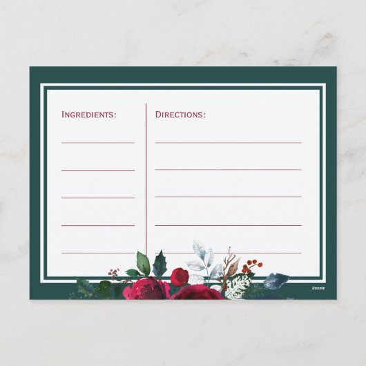 冬のフローラクリスマス花嫁はレシピカード シーズンポストカード (裏面)