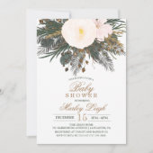 冬のフローラグリッターベビーシャワー招待状 招待状 (正面)