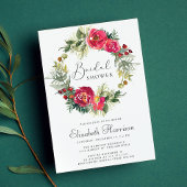 冬のフローラグリーンリーウォーターカラーブライダルシャワー 招待状