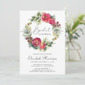 冬のフローラグリーンリーウォーターカラーブライダルシャワー 招待状 (スタンド正面)