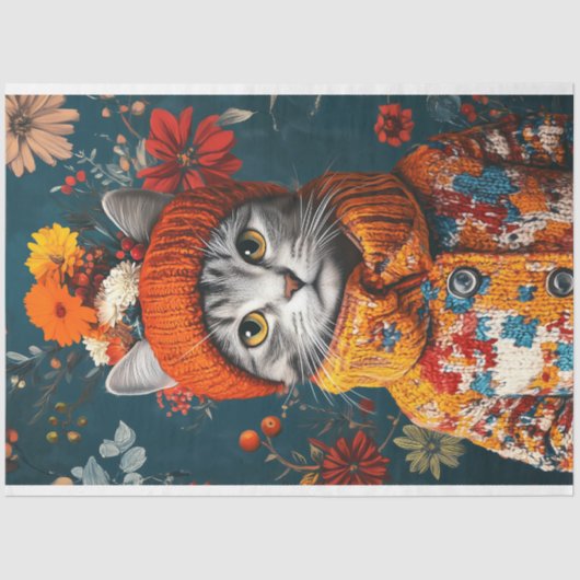 冬のフローラグレーキャットデコップページ 薄葉紙 (正面)