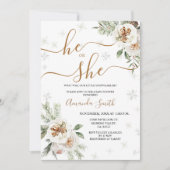 冬のフローラジェンダーが赤ちゃんのシャワーを明らかにする 招待状 (正面)