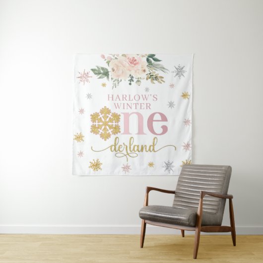 冬のフローラスノーフレークONEderland 1st誕生日 タペストリー (インサイチュ)