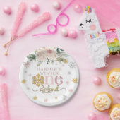 冬のフローラスノーフレークONEderland 1st誕生日 ペーパープレート (パーティー)