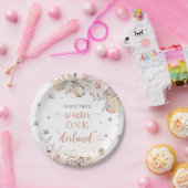 冬のフローラスノーフレークONEderland 1st誕生日 ペーパープレート (パーティー)