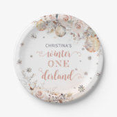 冬のフローラスノーフレークONEderland 1st誕生日 ペーパープレート (正面)
