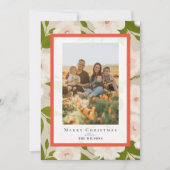 冬のフローラセージ緑4枚の写真クリスマス シーズンカード (正面)