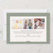 冬のフローラセージ緑4枚の写真クリスマス シーズンカード (裏面)