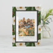 冬のフローラダークグリーン4写真クリスマス シーズンカード (スタンド正面)