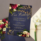 冬のフローラトゥインクルライト海軍の黒板 招待状