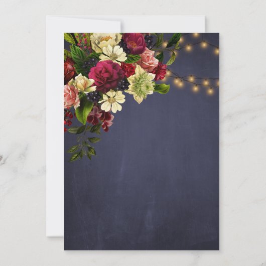 冬のフローラトゥインクルライト海軍の黒板 招待状 (裏面)