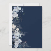 冬のフローラネイビーブルーワイルドフラワーボホブライダル 招待状 (裏面)