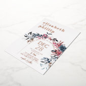 冬のフローラバラ金ゴールドクリスマスホリデ結婚ーズ 箔招待状 (回転した状態)