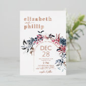 冬のフローラバラ金ゴールドクリスマスホリデ結婚ーズ 箔招待状 (立ち正面)