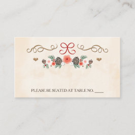 冬のフローラパイン結婚コーンの座席 プレイスカード